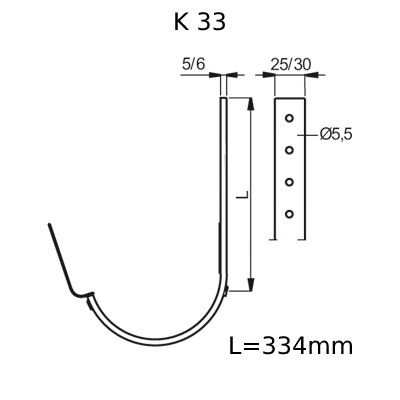 ODKVAPY LINDAB žľabový hák K33 s jazýčkom 150mm tm.červený