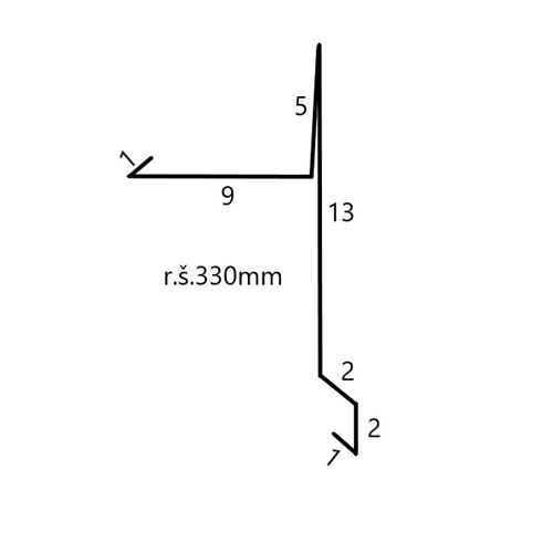 Záveterná lišta šírka 330mm dĺžka 2m pozink