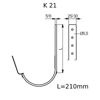 ODKVAPY LINDAB žľabový hák K21 s jazýčkom 125mm tm.červený